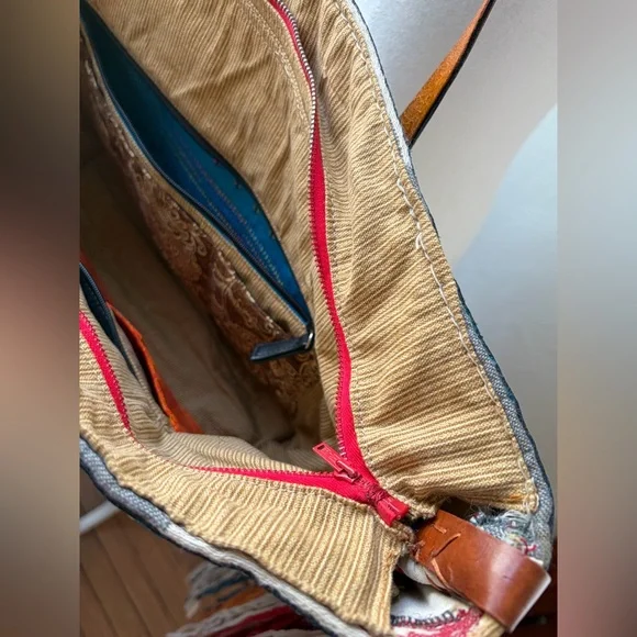 Handmade Alaska Leather Fringe Tote Bag Oversized Southwestern Ikat Boho NEW - Picture 11 of 12